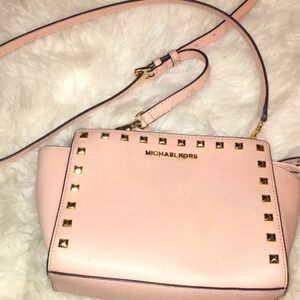 Michael kors studded light pink handbag